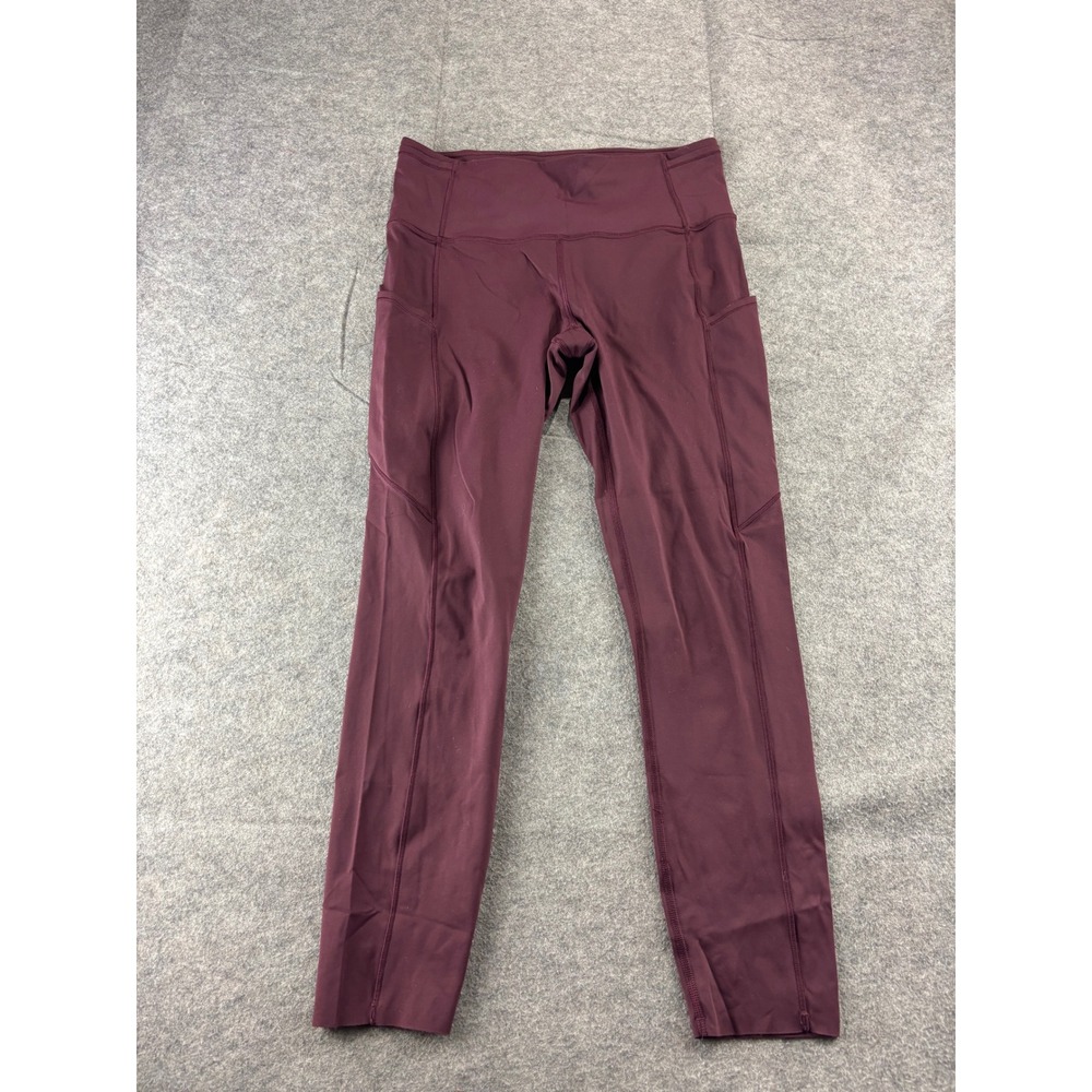 Lululemon Fast and Free High-Rise Tight 25 Nulux Burgundy Plum Pockets Size 8